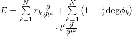 \[\begin{array}{c}E = \sum\limits_{k = 1}^N {{r_k}} \frac{{\not \partial }}{{\not \partial {t^k}}} + \sum\limits_{k = 1}^N {\left( {1 - \frac{1}{2}{\rm{deg}}{\phi _k}} \right)} \\ \cdot \,t'\frac{{\not \partial }}{{\not \partial {t^k}}}\end{array}\]