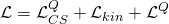 \displaystyle \mathcal{L}=\mathcal{L}_{{CS}}^{Q}+{{\mathcal{L}}_{{kin}}}+{{\mathcal{L}}^{Q}}