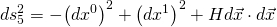 \displaystyle ds_{5}^{2}=-{{\left( {d{{x}^{0}}} \right)}^{2}}+{{\left( {d{{x}^{1}}} \right)}^{2}}+Hd\vec{x}\cdot d\vec{x}